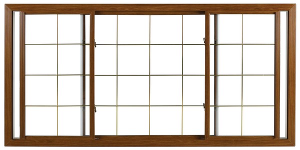Interior View | Cherry Finish | Thin Brass Glass Dividers | Quarter Half Quarter Slider (end pieces of glass slide toward center)